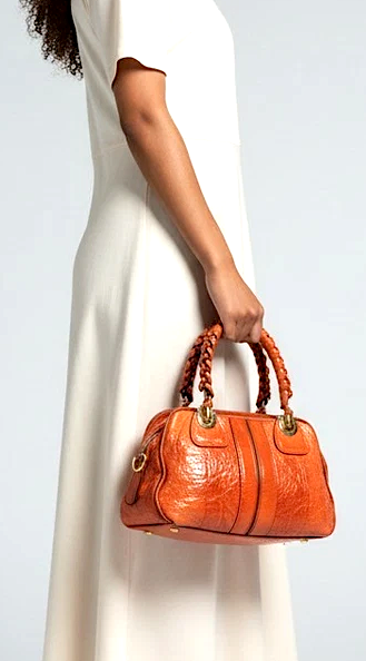 Chloe Paris. Vintage Terracotta Orange Distressed Leather Hand Bag Shoulder Bag