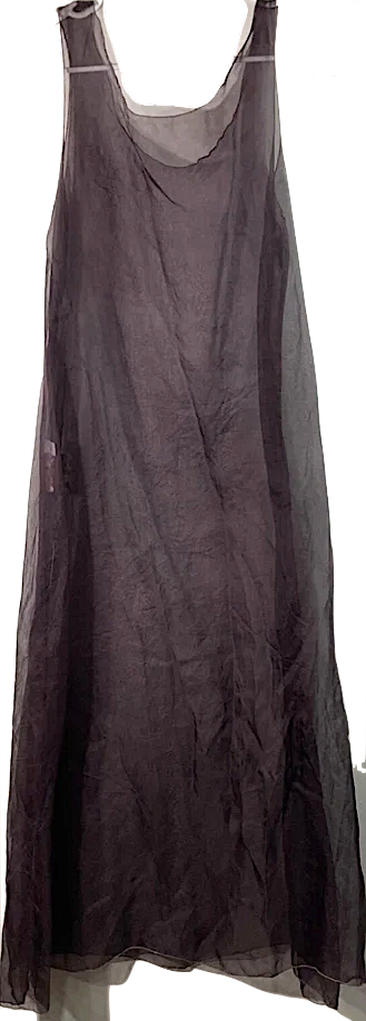 Yellen NYC.  Dk Brown Tulle Silk Lagenlook Slip Dress