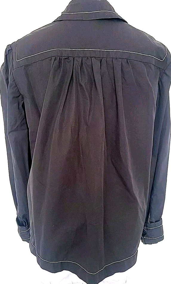 Meryll Rogge Belgian. Black Big Collar Cotton Poplin Contrast Stitch Shirt  2025 Paris Andam Fashion Award Winner