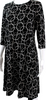 Courreges Paris. Black Long Sleeve Abstract Print A Line Dress