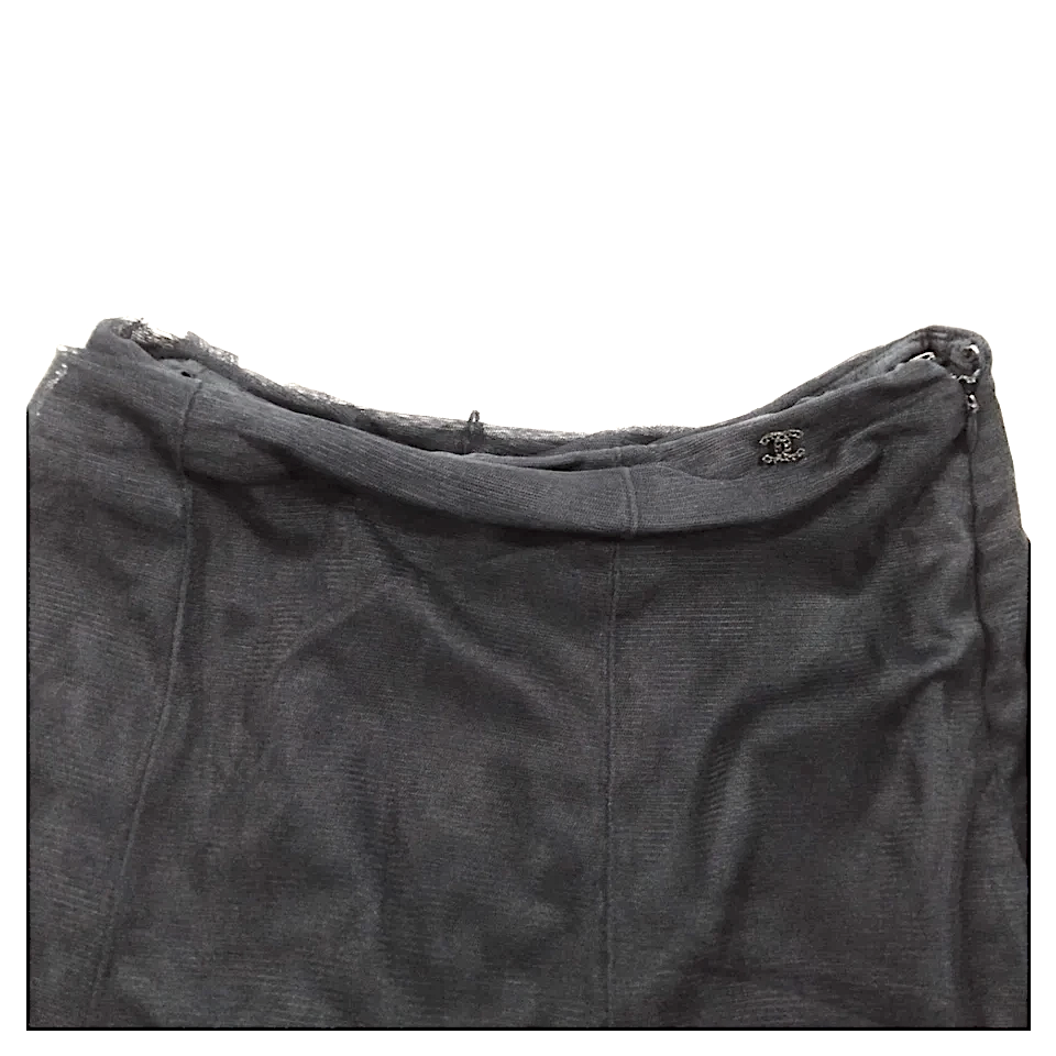 Chanel Paris. Black  Acetate Rayon Skirt