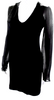 Joseph London Black Wool Blend V Neck Sheer Long Sleeve Leather Accent Pencil Dress