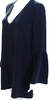 Elizabeth & James NY. (The Row) Navy Acetate V-Neck Darted Flounce Long Sleeve Dress