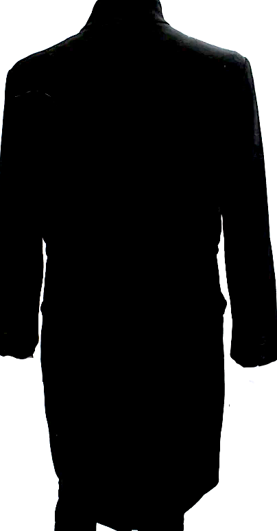 Mayle New York. Black Wool Buttoned Long Sleeve Mid Length Trench Coat