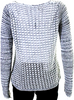 Helmut Lang White/Black Cotton Long Sleeve V Neck Open Knit Blouse