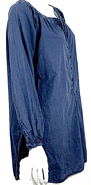 Hannoh Wessel  ITALY. Cotton Navy Blue Dress Scoop Neck