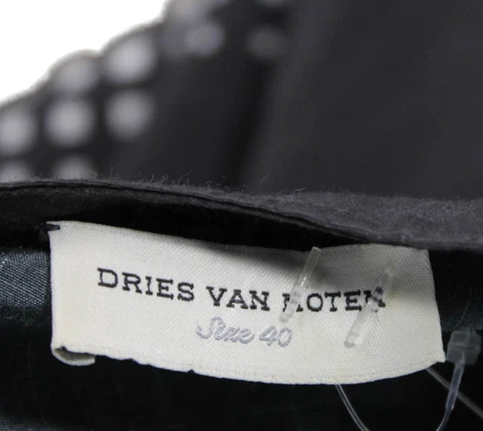 Dries Van Noten Belgium. Black Silk Geometric Shift Dress Tie Waist