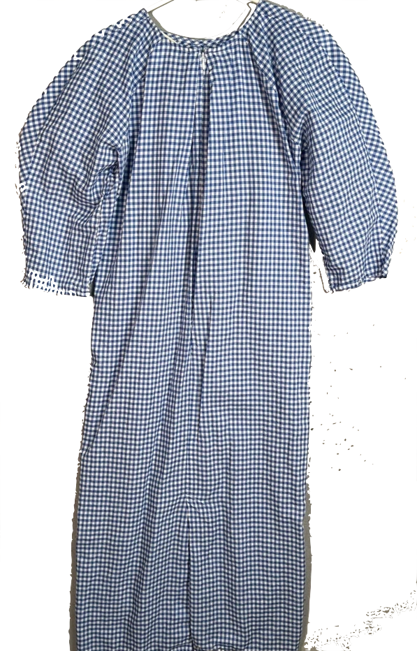 Caron Callahan NYC. Blue Cotton/Tencel Gingham 3/4 Sleeve Maxi Dress