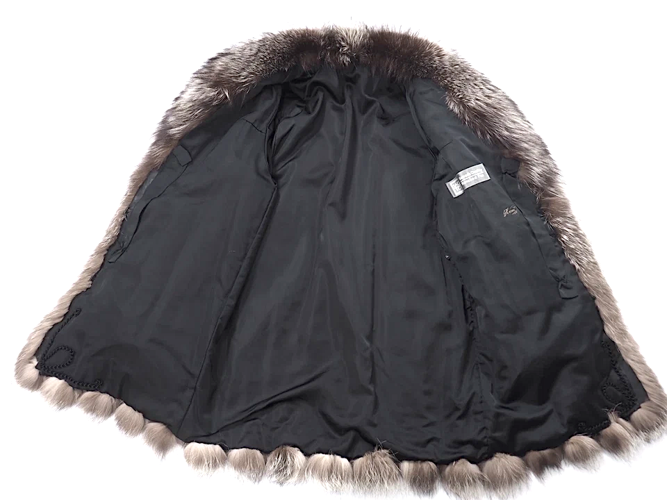 SAGA FOX TUNDORA FURS SOUTH KOREA. Silver Fox Real Fur Long Coat Luxury Vintage
