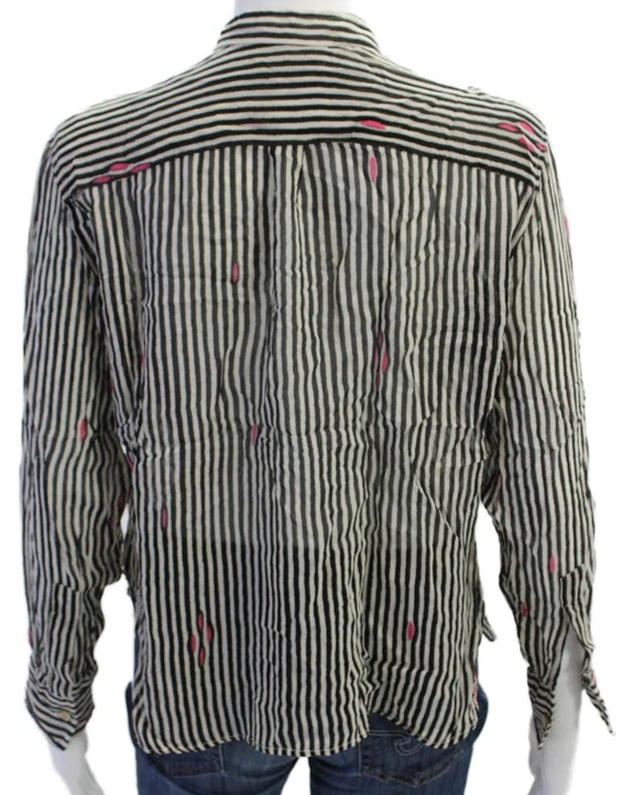 Etoile Isabel Marant Paris. Black/White Viscose Striped Long Sleeves Blouse