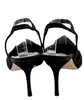 MANOLO BLAHNIK PARIS. Black Suede Pointed Toe Ankle Strapped Heels. Size: 38FR