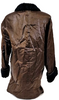 Givenchy Paris. Vintage Brown Rayon.Nylon Coat w/Black Faux Fur Accents.     MANY MORE FURS AND FAUX FUR IN STORE NOW