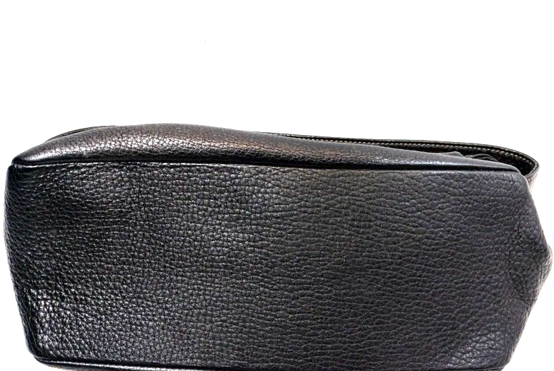 Kitamura Yokohama JAPAN. Black Pebbled Leather Shoulder Bag with Pouch Gold Logo K