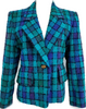 Yves Saint Laurent Paris. Blue Wool, Nylon, Cupro Plaid Jacket