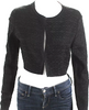 Alaia Paris. Black Textured Knit Crew Neck Cropped Cardigan Sweater/Jacket