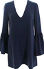 Elizabeth & James NY. (The Row) Navy Acetate V-Neck Darted Flounce Long Sleeve Dress