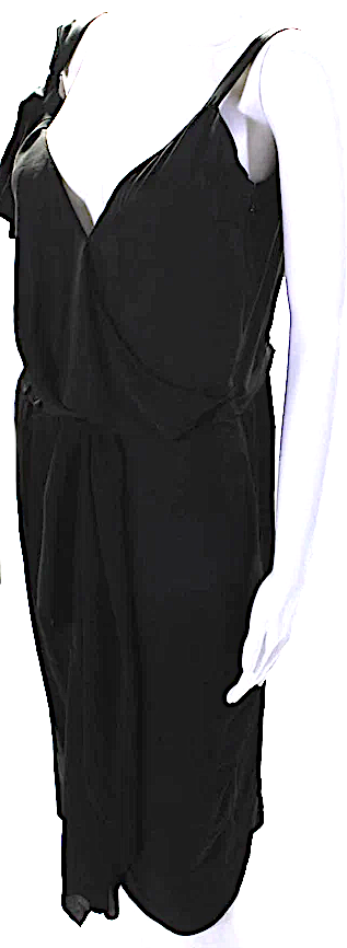 Nina Ricci Paris. Black  V-Neck Sleeveless Drape Detail Shift Dress S