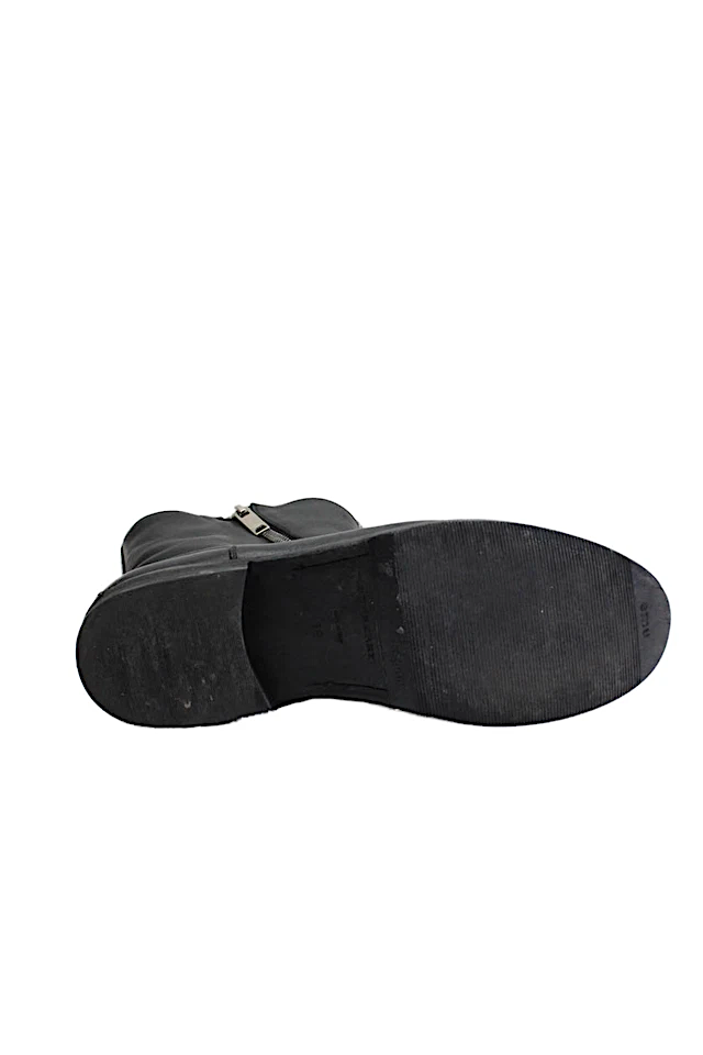 Burberry UK. Black Textured :Leather Zip Casual Booties Black Size EUR 38