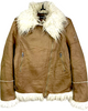 Diesel. Honey Brown Color Leather Faux Fur Boho Chic 70's Inspired Jacket