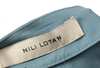 Nili Lotan NY. Teal Blue Pleated Detail Silk Spaghetti Strap Button Down Blouse