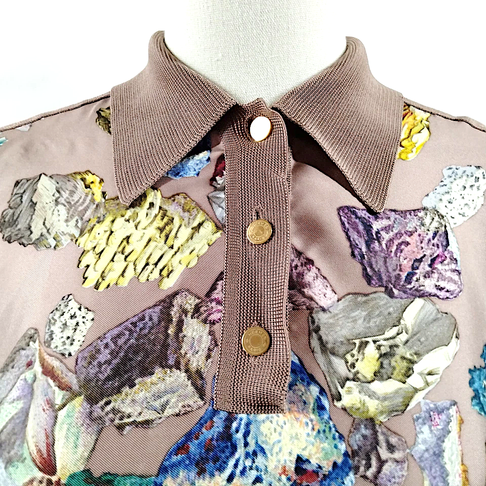 Hermes Paris. Multi-Color Silk Top