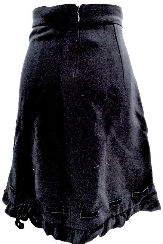 Miu Miu Italy. Black PolyTech Fabric Fit/Flare Vintage Skirt