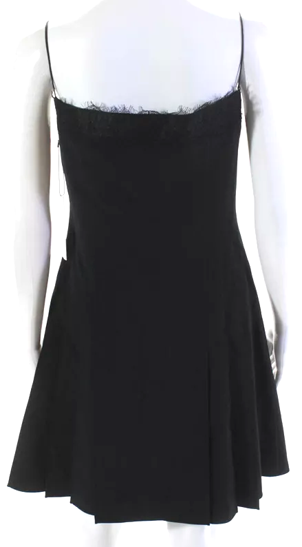 ADEAM JAPAN.  NEW W/TAGS. Black Wool Lace Trim V Neck A Line Punk Camisole Dress