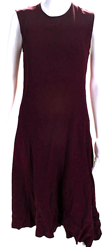 JOSEPH LONDON. Burgundy Red Sleeveless Crew Neck Meline Dress