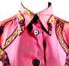 Hermes Paris. Vintage Silk Burgundy Scarf Print Button Top