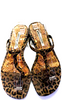 Manolo Blahnik  Brown Animal Print T-Strapped Slip-On Sandals Size EUR 38.5