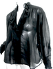 Isabel Marant Etoile Paris. Black Cotton Pamias Ruffle Blouse Long Sleeve Top