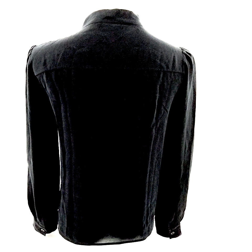 Prada Italy. Black Silk Tie Blouse/Top