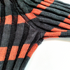 Loewe Madrid. Black Silk with Rust Color Accent Stretch Turtleneck Top