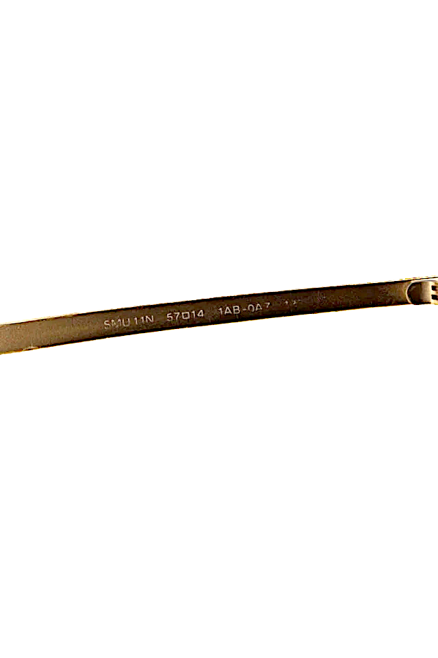 Miu Miu Italy. Black Pentagon Shape Oversized Gold Tone Trim Sunglasses