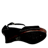 Prada Italy Black Suede Studded Detail Ankle Strap Wood Wedge Heels Size 9.5