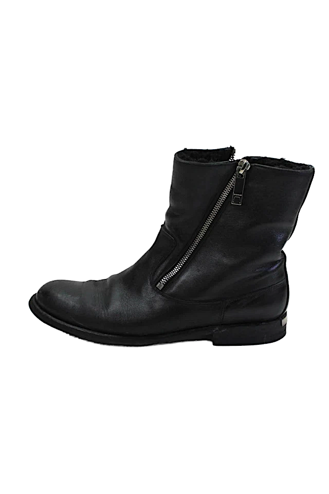 Burberry UK. Black Textured :Leather Zip Casual Booties Black Size EUR 38