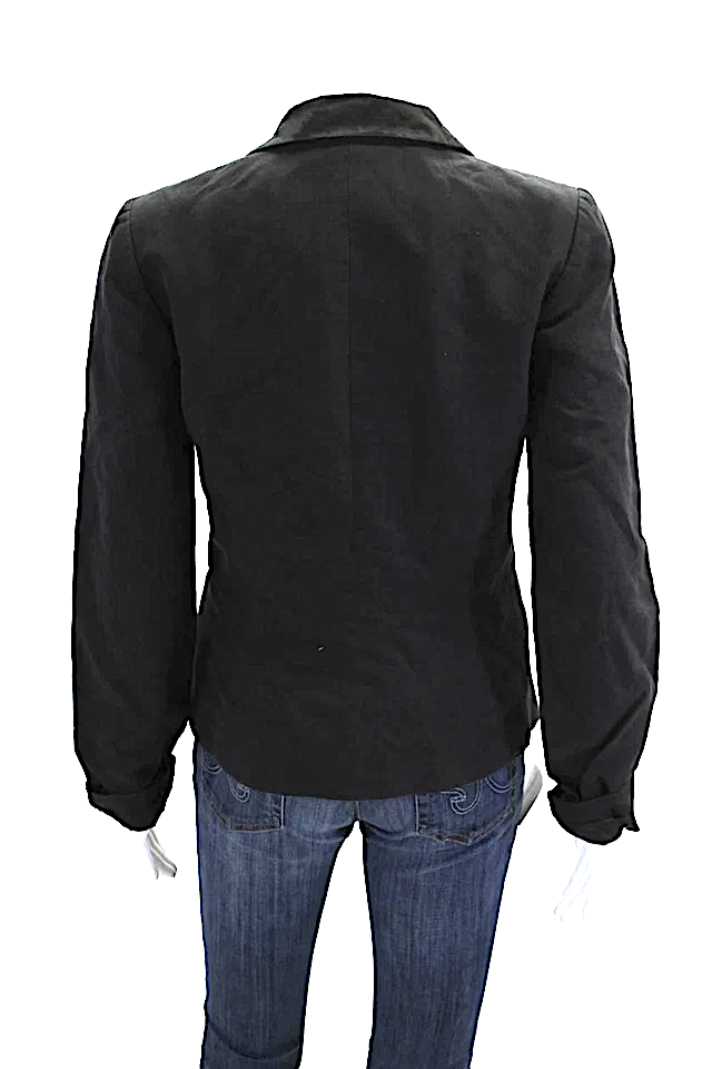 Joseph LONDON. Black Linen Long Sleeve Buttoned Blazer