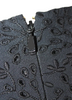 CHLOE PARIS. Black Embroidered Round Neck Short Sleeve Zip Up Dress