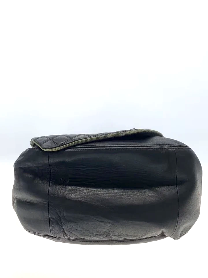 Michiamo Japan. Vintage Black Leather Flap Messenger Style Long Strap Shoulder Bag
