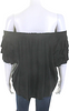 Ulla Johnson NY. Black Silk Ruffled Short Sleeve Sleek Blouse