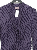 Ghost London UK. Tanya Sarne. Plum 100% Viscose Long Sleeve Midi V-Neck A-Line Midi Dress