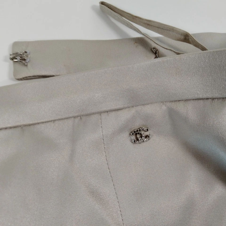 Chanel Paris. Vintage Beige Silk Flare Skirt