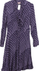 Ghost London UK. Tanya Sarne. Plum 100% Viscose Long Sleeve Midi V-Neck A-Line Midi Dress
