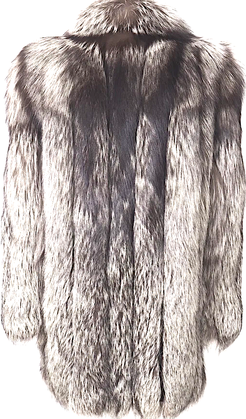 SAGA FOX TUNDORA FURS SOUTH KOREA. Silver Fox Real Fur Long Coat Luxury Vintage