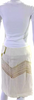 Chloe Paris. White/Beige Linen Knit Detail Knee Length Pencil Skirt