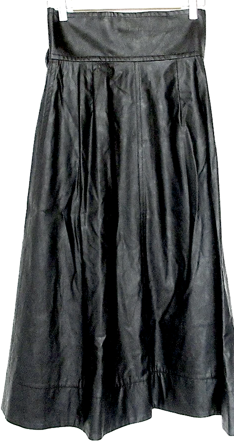 SAYAKA DAVIS JAPAN/NYC. Black Faux Leather High Waist Flared Long Skirt