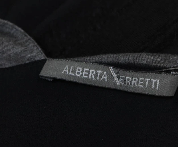 Alberta Ferretti Italy. Gray Textured One Sleeve Ruched Zip Pencil Dress