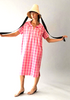 CARON CALLAHAN NYC. Pink Plaid Belted Arthur Dress