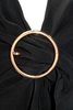 Prada Italy. Black Short Sleeve V Neck Knee Length Silk Shift Dress