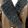 Givenchy Paris. Vintage Brown Rayon.Nylon Coat w/Black Faux Fur Accents.     MANY MORE FURS AND FAUX FUR IN STORE NOW